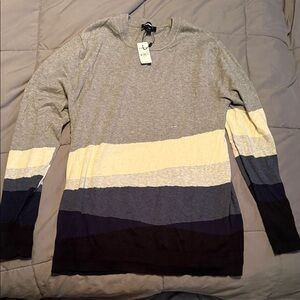Express Men's Multicolor Striped Crewneck Sweater
